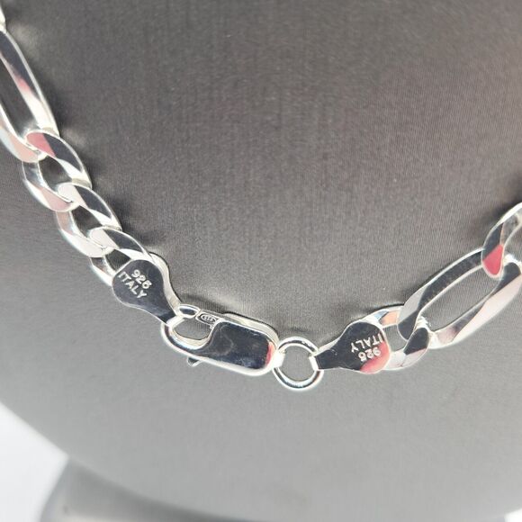 Thick 925 Sterling Silver Figaro's Chain necklace 21.5" C - Picture 4 of 4
